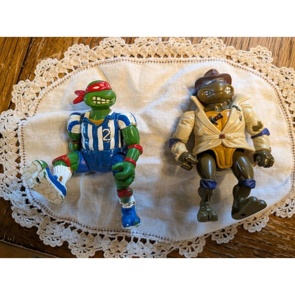 Vintage TMNT Raphael Soccer & Donatello Detective Playmates Lot 1990 1991